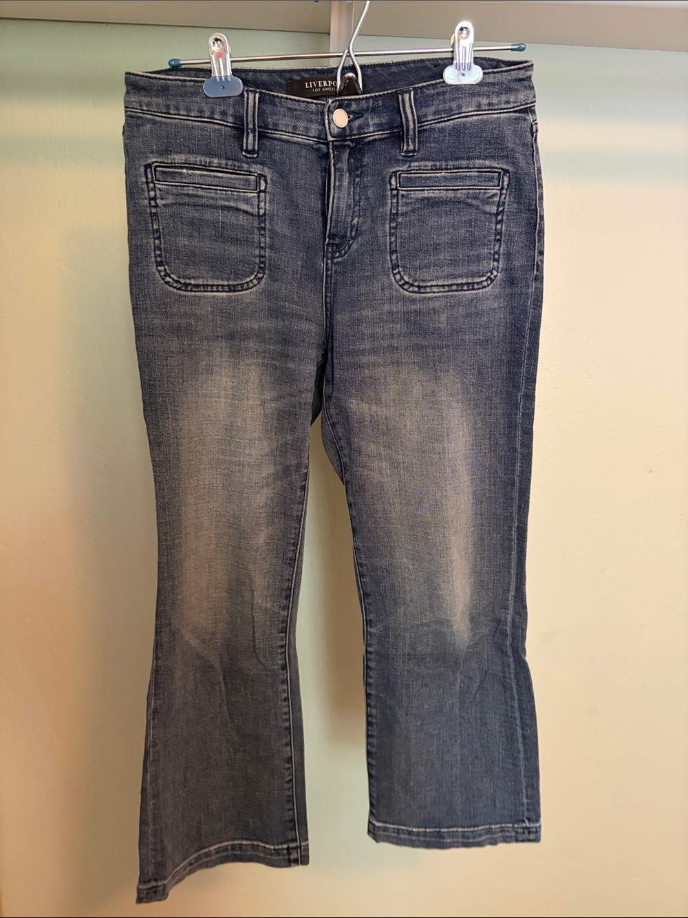Liverpool Jeans Company Women's Wide Leg Cropped Jeans - Faded Black